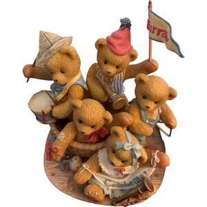 Enesco Cherished Teddies Bears Band Red White Blue Celebrate Memorial Day 7/4